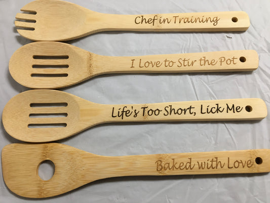 Engraved Bamboo Utensils